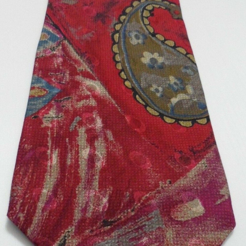 Mens TED LAPIDUS Necktie Burgundy abstract Tie - Picture 2 of 5